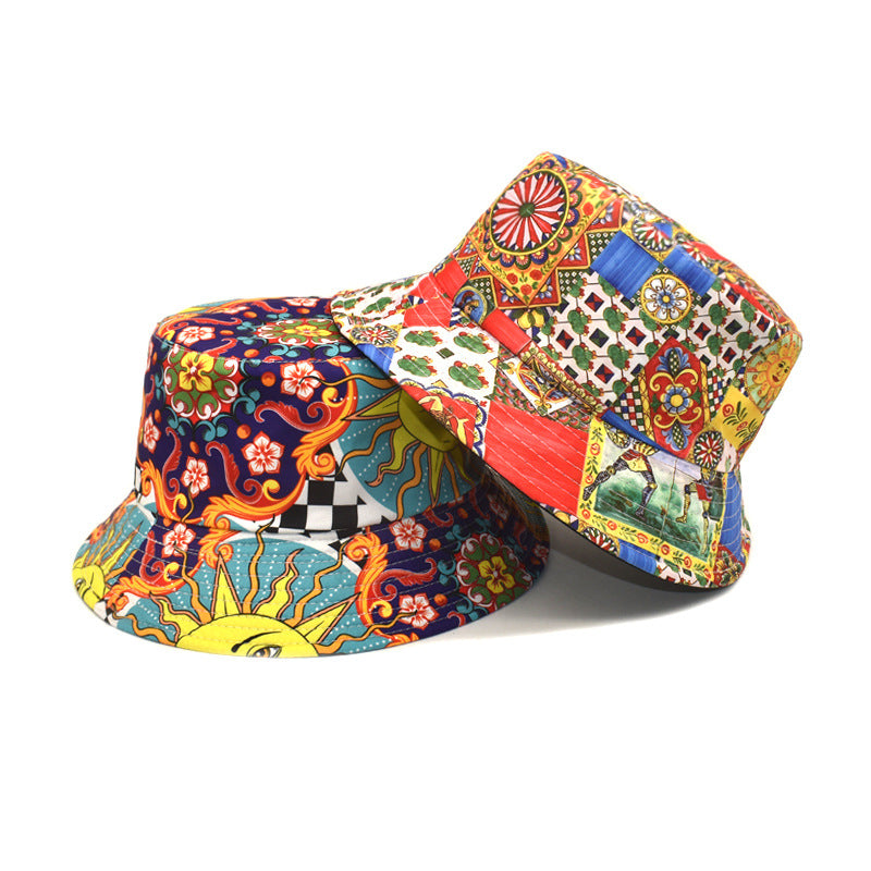 Sombrero de cubo de girasol bohemio de poliéster al por mayor